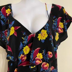 Diane Von Furstenberg Ruffle Cold-Shoulder Floral - Size M